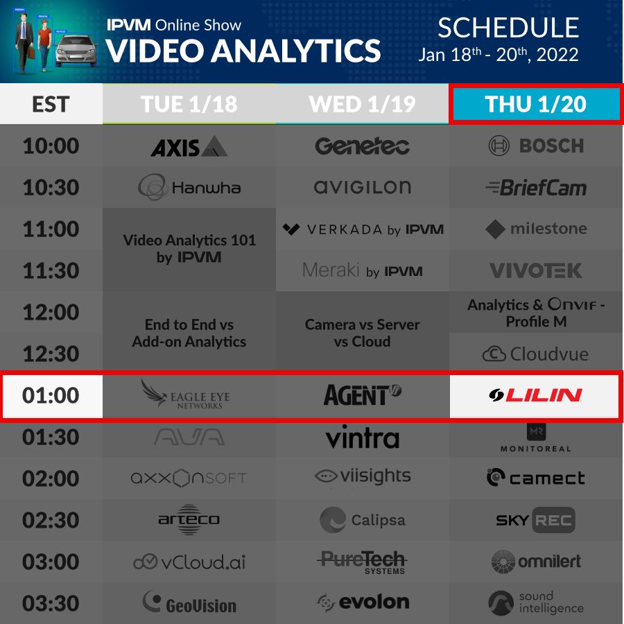 LILIN Americas’ Edge computing 7 Series Cameras at the IPVM Online Shows